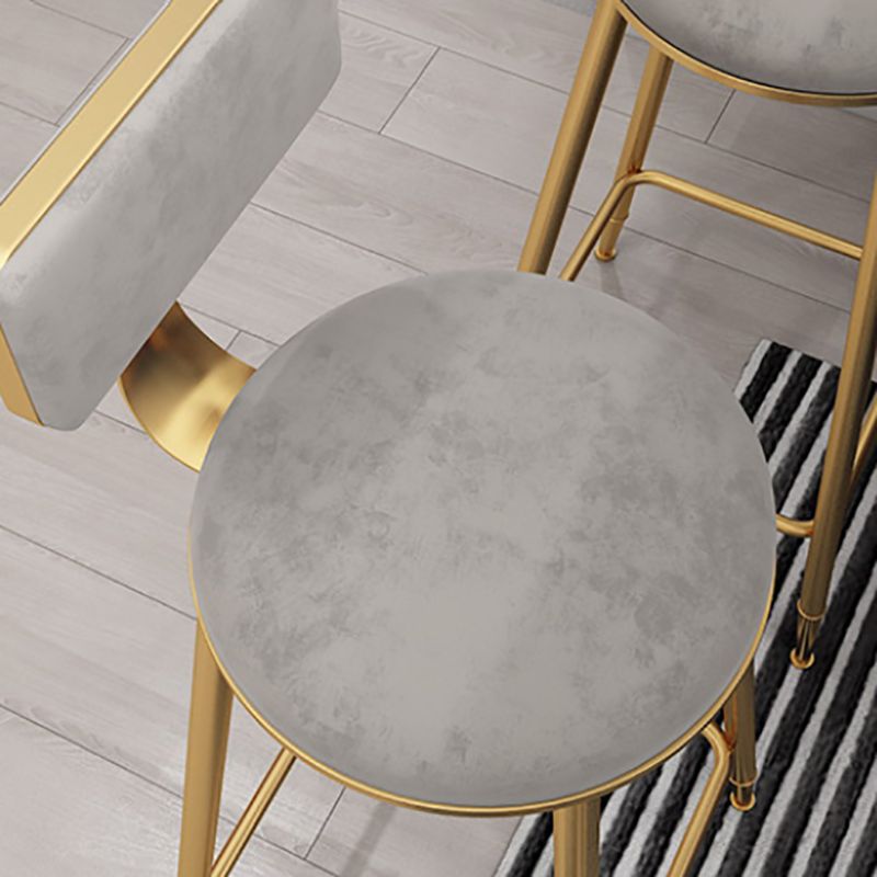 Glam Style Upholstered Barstool Round Bar Height Stool with Gold Frame