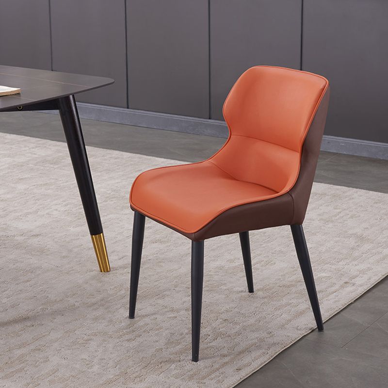 Silla de comedor moderna de piel sintética, sillón de metal para uso doméstico (juego de 2)