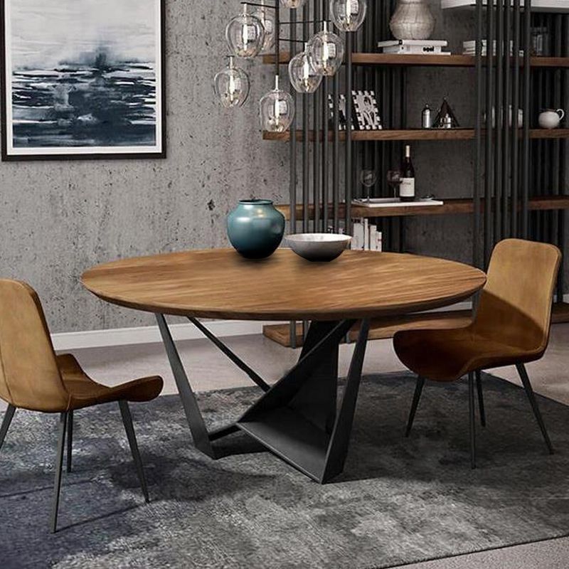 Contemporary Dining Table Round Solid Wood Dinner Table for Home Kitchen Dinner
