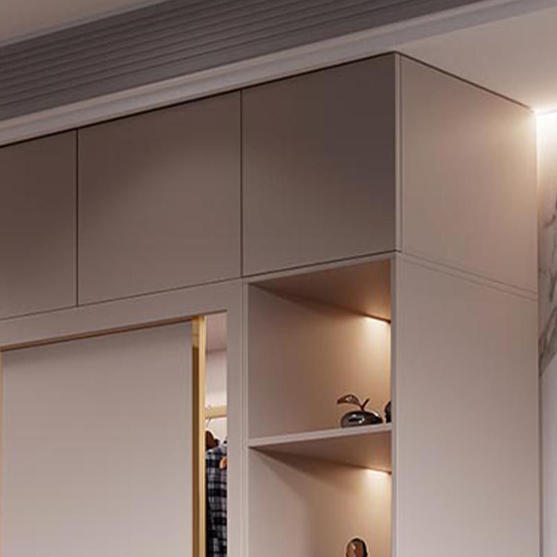 White Modern High Gloss Armoire Wood Armoire with Shelves and Drawers Storage Cabinet