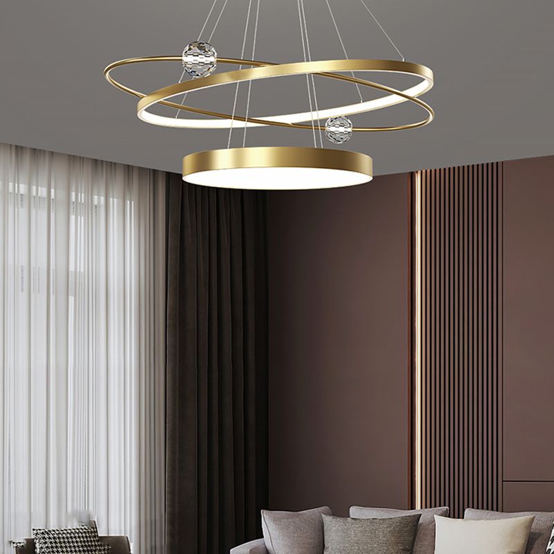 Nordic Circle Chandelier Metal Layered LED Chandelier Pendant for Living Room