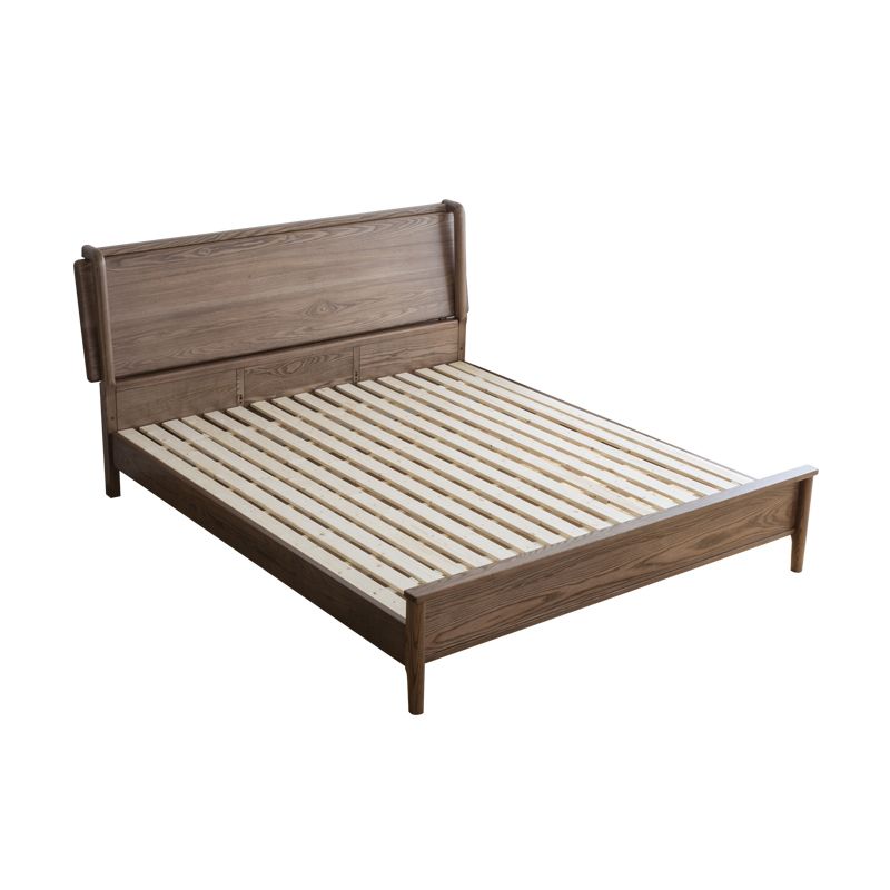 Mid-Century Modern Solid Color Bed Wood Rectangular Bed Frame