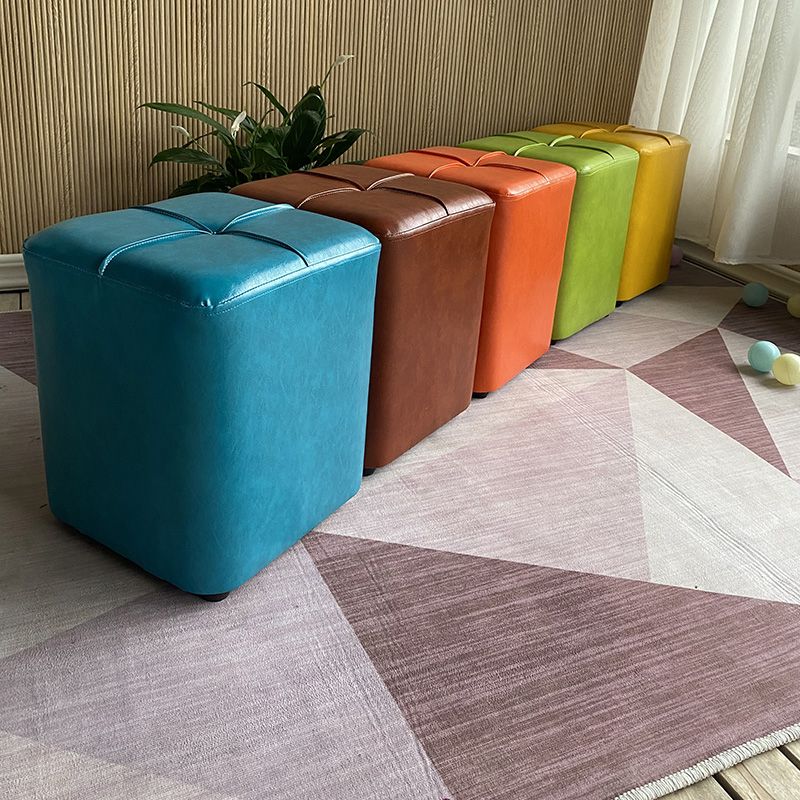 Modern Leather Pouf Stain Resistant Square Pouf for Living Room