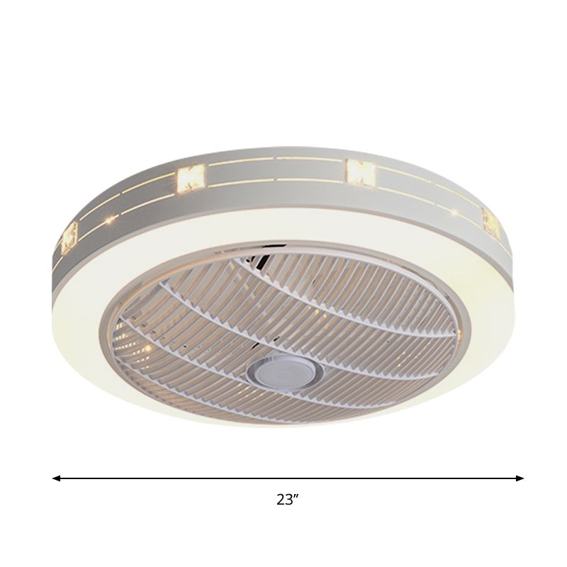 23 "W Round acrylique suspendu au ventilateur modernisme modernisme LED blanc semi-rince