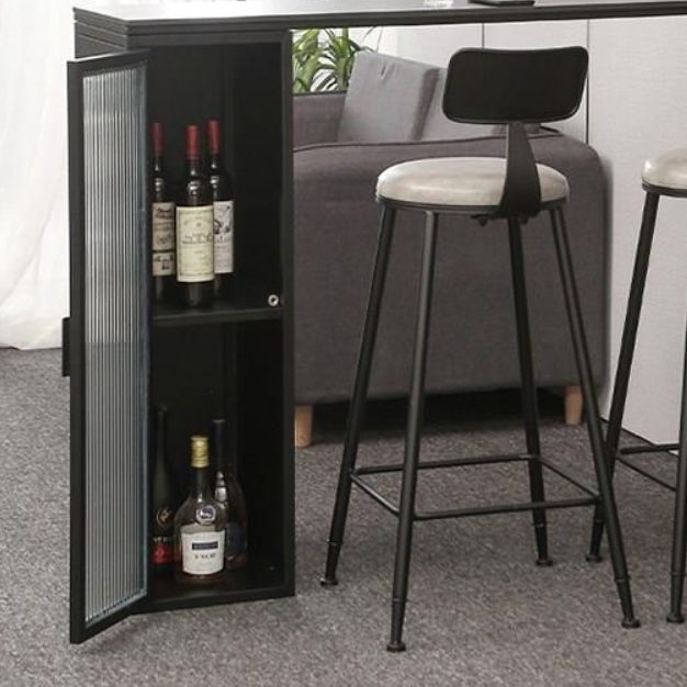 Modern Indoor Rectangle Bar Dining Table with Storage Stone Bar Height Cocktail Table