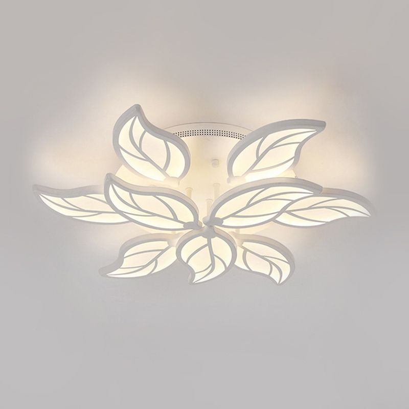 1/2-Tier Leaf Acrylic Flush Light Fixture Contemporary White LED Ceiling Lamp in Warm/White Light, 22"/27" Wide