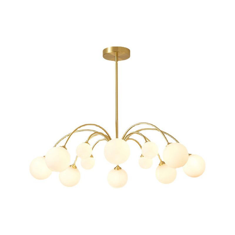 Gold Multi Head Chandelier Light Fixtures Simple Glass Hanging Chandelier for Living Room