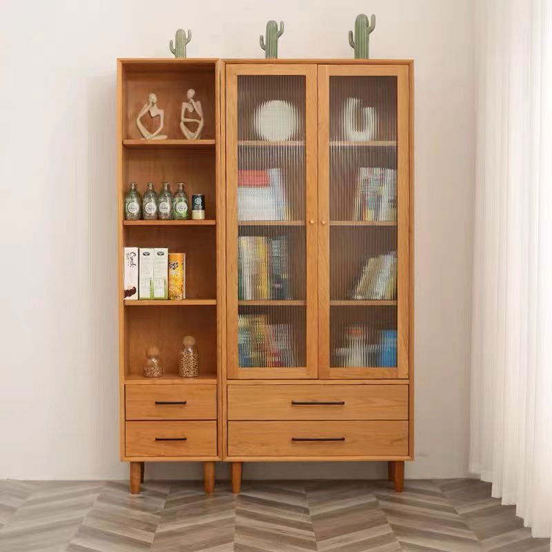 Mid-Century Modern Solid Wood Chest Rectangle Accent Cabinet with Drawer