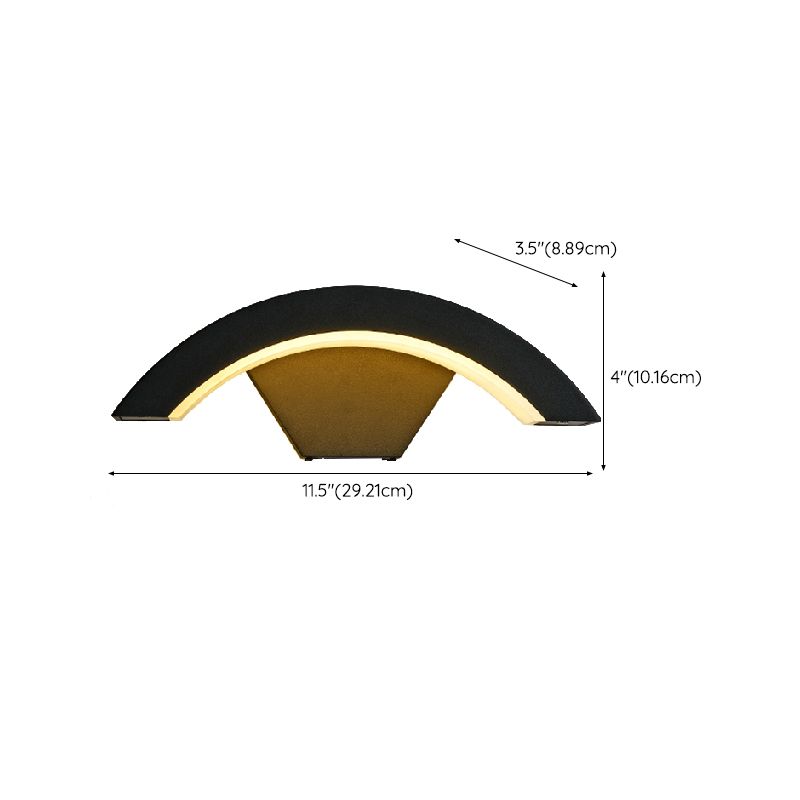 Modern Metal Wall Sconce Arc Shape Wall Light with Acrylic Shade for Courtyard