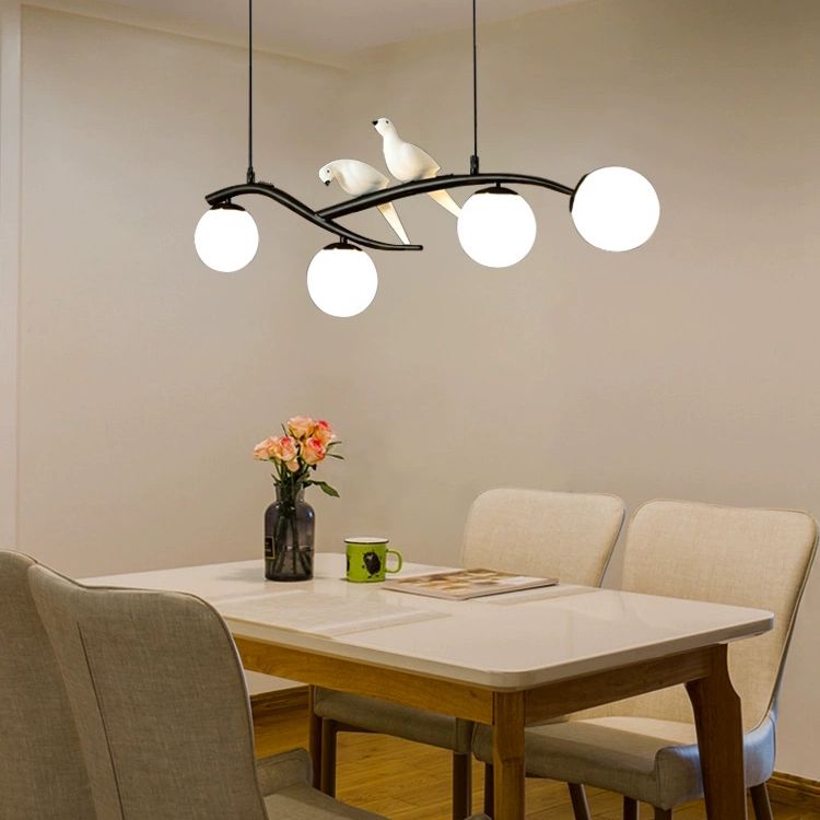 4-Light Sphere Island Lighting Ideas Contemporary Glass Island Chandelier