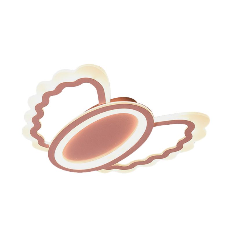 Acrylic Oval and Shell Flush Light Fixture Kids LED Flush Mount Lamp in Pink for Girls Room