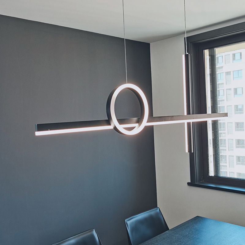 3 luces de isla lineal ligera Ideas de iluminación de isla de metal contemporánea para cocina