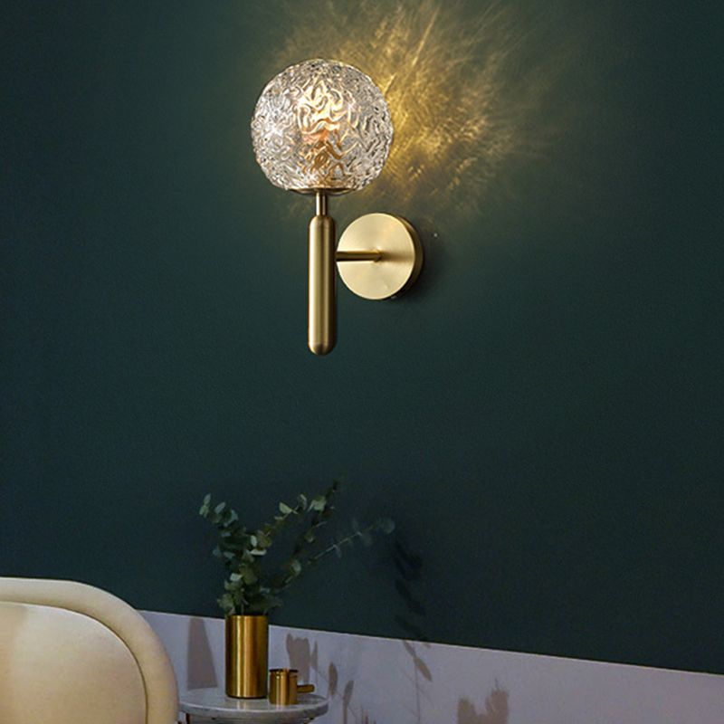 Nordic Style Crystal Wall Light Gold Globe Wall Sconce for Living Room