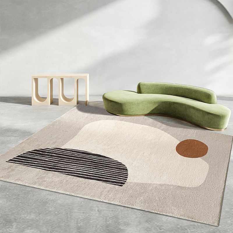 Rectangle Shape Geometric Pattern Rug Stain Resistant Loom Rug for Bedroom