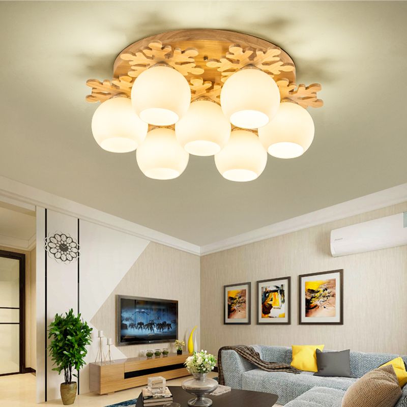 Minimalist Ball Shape Ceiling Light Fixture Glass Bedroom Ceiling Mount Lamp Fixture