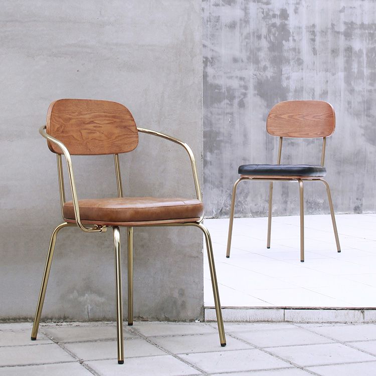 Cuir d'unité centrale de style industriel dinant des chaises ouvertes arrière dinant des chaises latérales sans bras