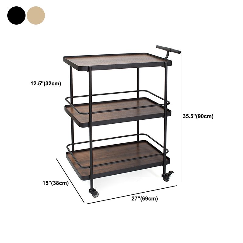 Contemporary 35.43"H Rolling Prep Table Rectangular Metal Prep Table for Dining Room