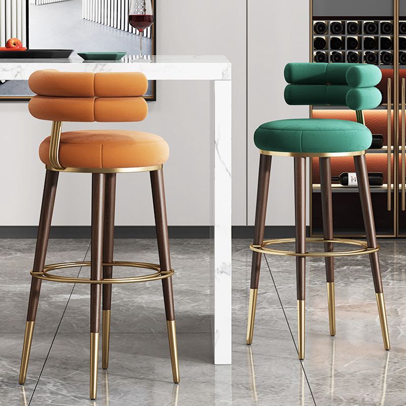 Glam Velvet Upholstered Bar Stool Indoor Low Back Armless Stool