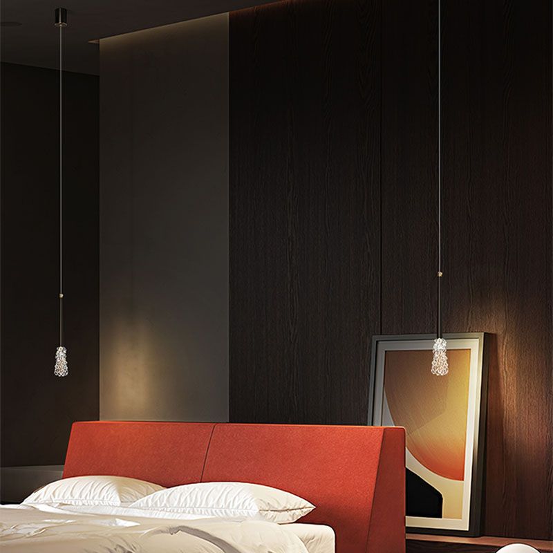 Luz de colgante de cristal transparente Lighting de suspensión de techo cónico de estilo moderno