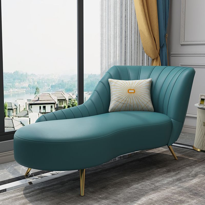 Modern Leather Chaise Lounge Upholstered Lounge with Flared Arms for Bedroom