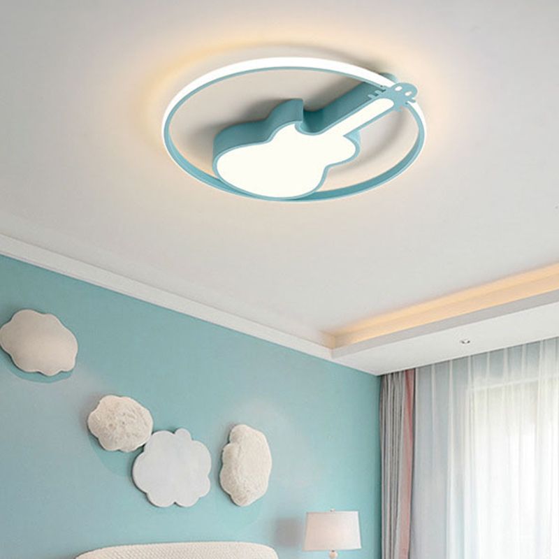 Guitar Flush Mount Ceiling Light 1 Light Metal Creative Flush Mount Ceiling Light for Bedroom