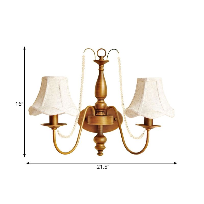 Brass Candle Wall Sconce Light Vintage Metal 2 Lights Bedroom Wall Mount Light with Shade/Shadeless