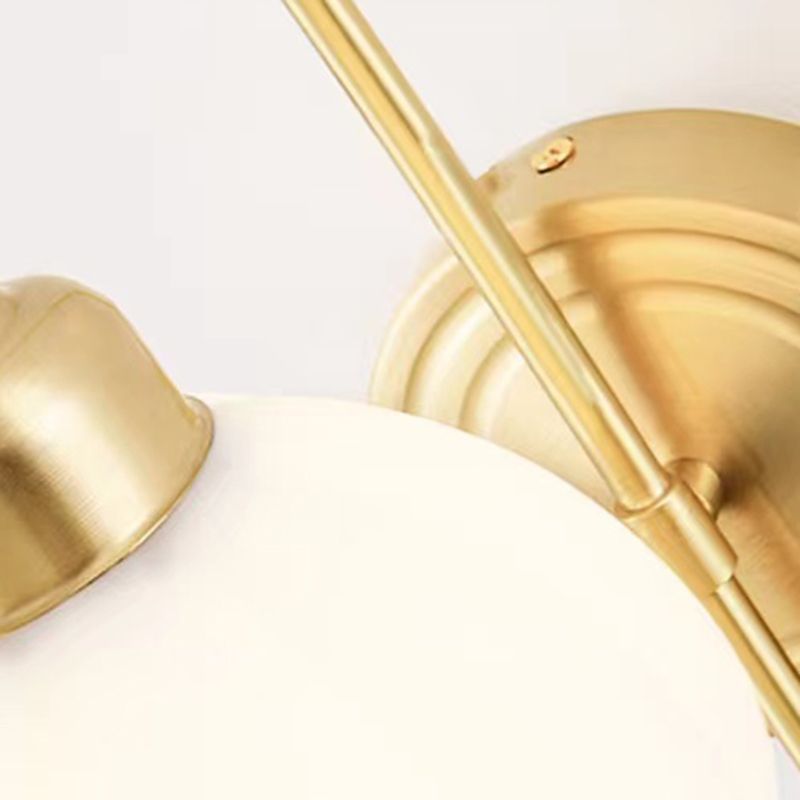 Modern Metal Wall Sconce Bud Shape Wall Light with Glass Shade for Bedroom in Gold