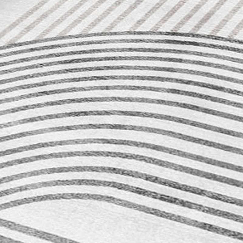 Modern Grey Area Carpet Stripe Pattern Polyester Area Rug Anti-Slip Easy Care Rug for Home Decor