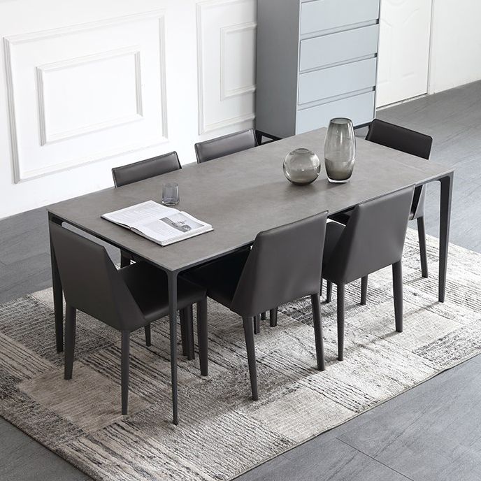 1/3/4/5/7 Pieces Modern Dining Set with Grey Top Table and Leather Chairs Dinette Set