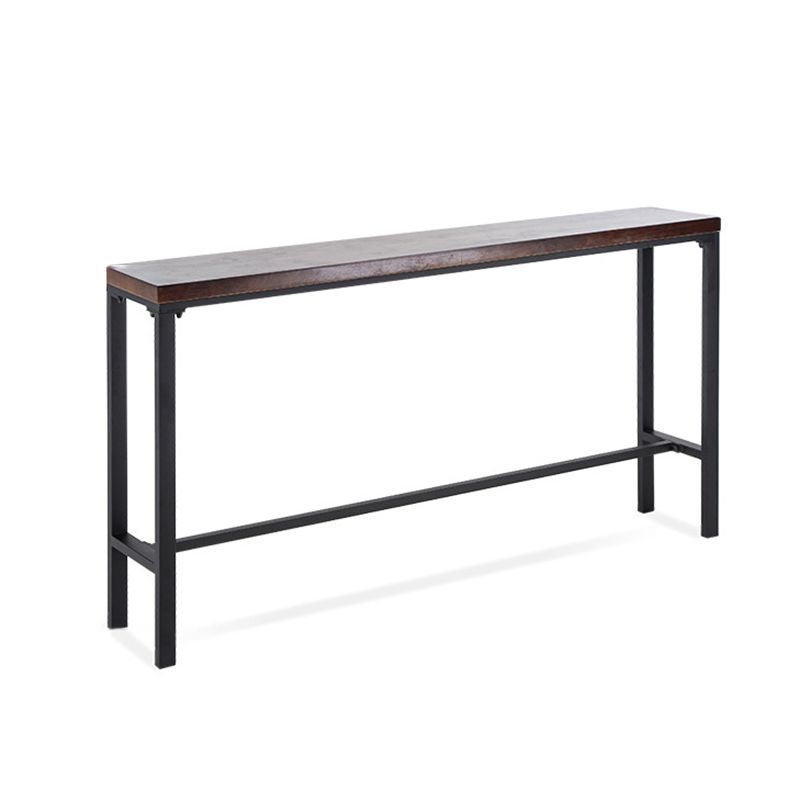 Industrial Bar Height Table Solid Wood Top Bistro Bar Table with Black Base