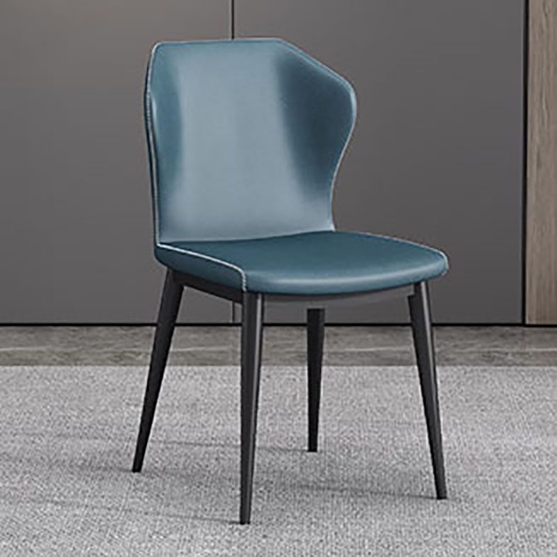Modern Restaurant Wingback Side Chair Leather Matte Finish Dining Chair