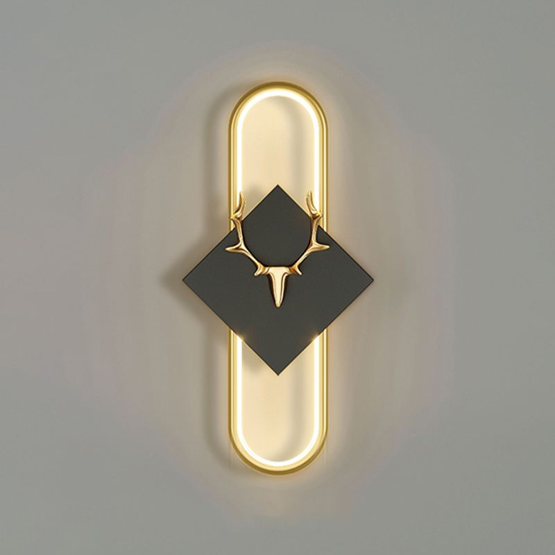 Aluminum Linear Wall Light Nordic Style LED Wall Sconce with Antlers for Living Room