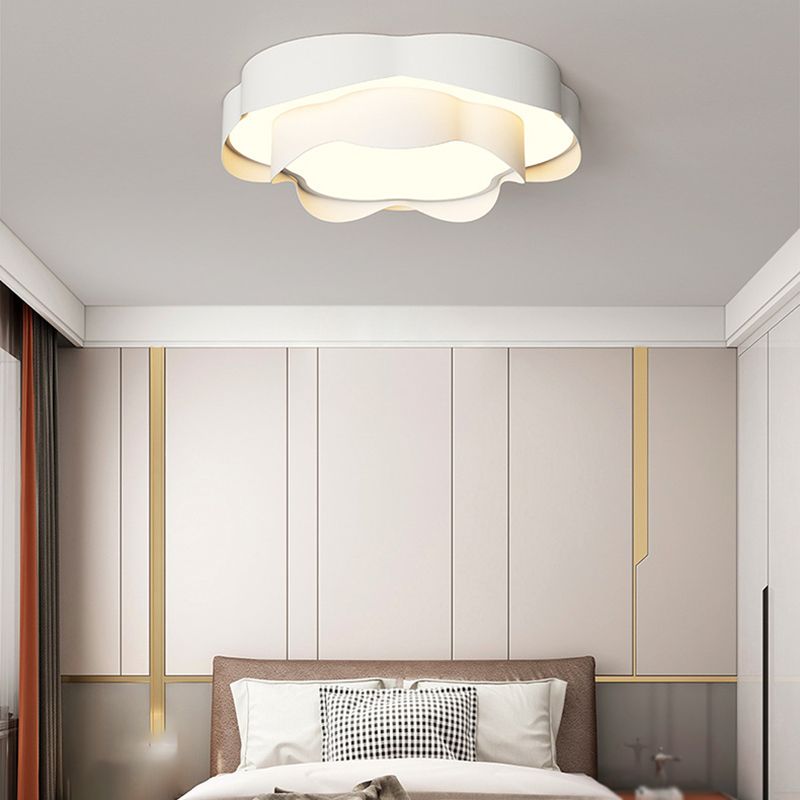 Modernism Flush Mount 2-Tier Ceiling Mounted Fixture in White for Bedroom