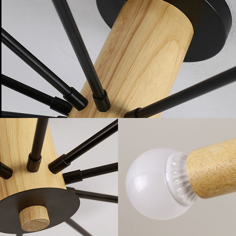 Lámpara de techo semiempotrada Starburst de 6/8/10 luces, lámpara de techo para sala de estar de Metal nórdico blanco/negro