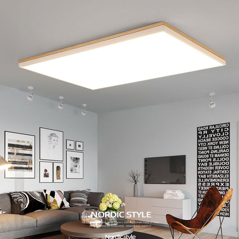 Einfachheit Moderne Holz Deckenmontage Leuchte mit Acryl Schatten für Wohnzimmer