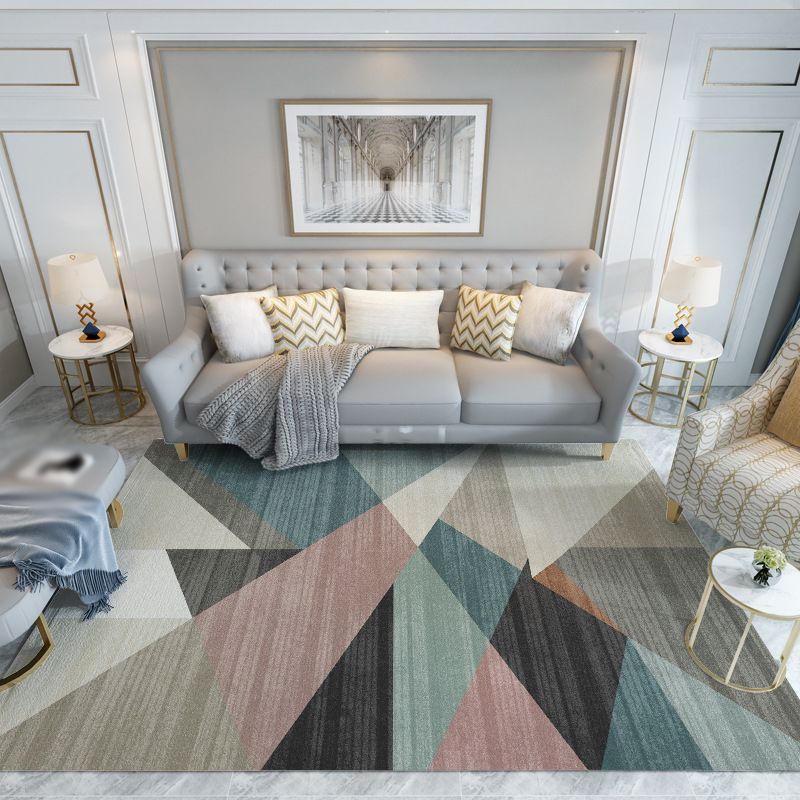 Geometric Indoor Rug Minimalist Carpet Washable Polyester Stain Resistant Area Rug for Home Decor