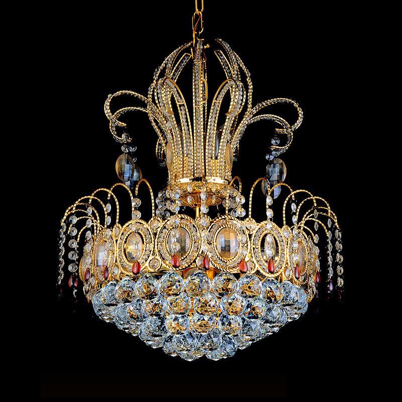 Dôme Plafond Light Crystal Crystal 10 Lights Gold Chandelier Light For Dining Room