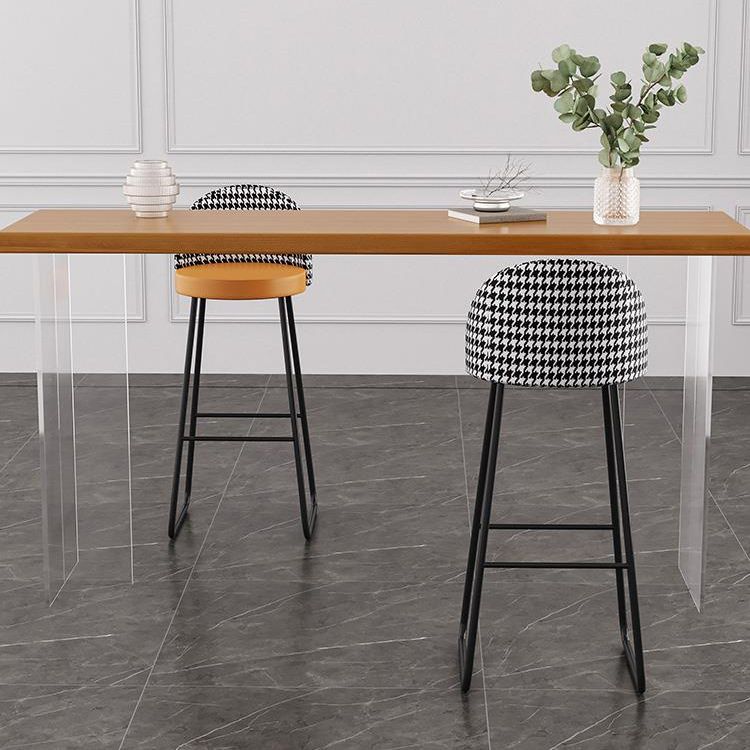 Contemporary Rectangle Bar Dining Table Indoor Wood Bar Table with Acrylic Double Pedestal