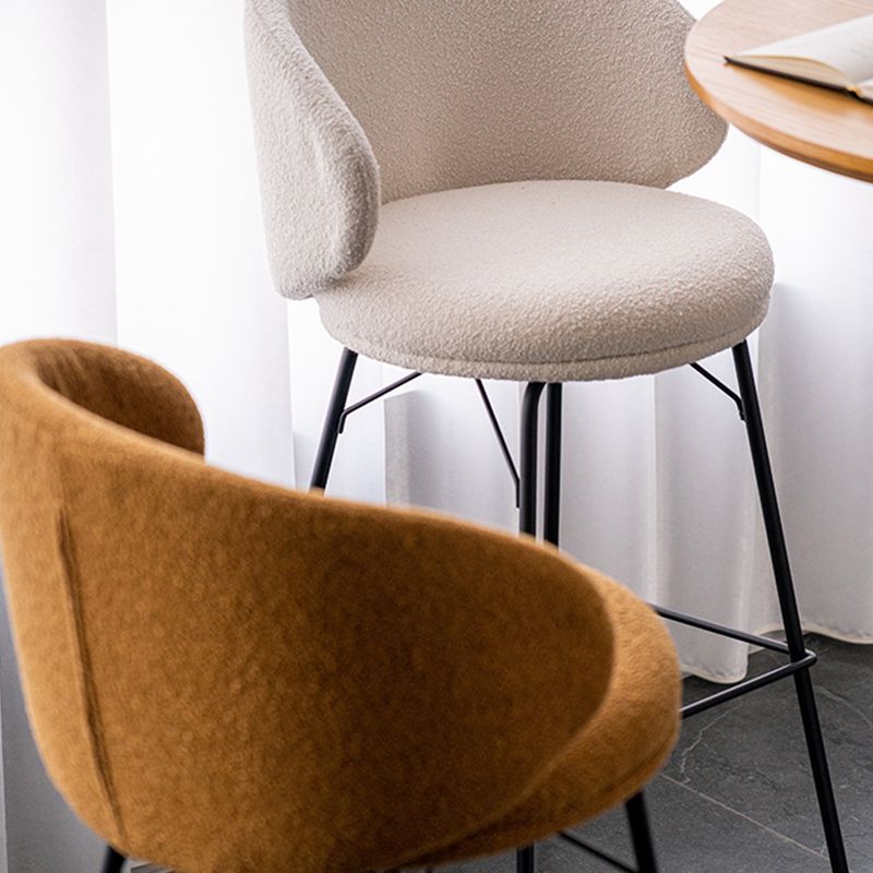 Modern Backrest Armless Counter Stool Upholstered Bar Stool with Metal 4 Legs