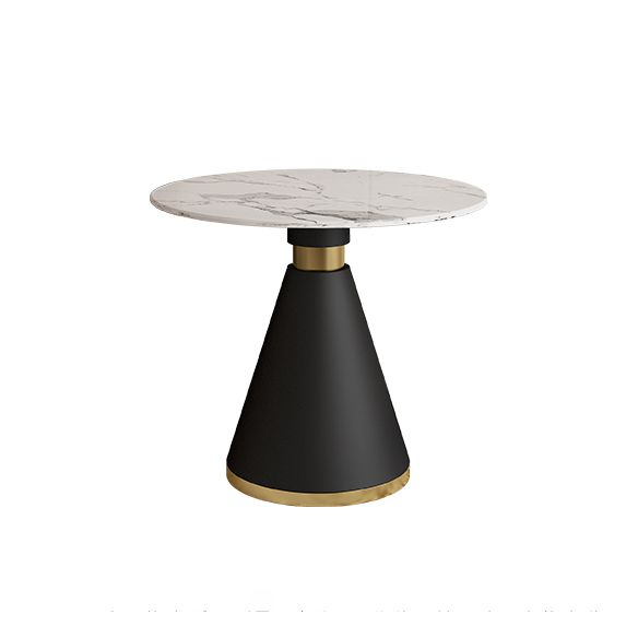 Glam Sintered Stone Dining Room Set with Round Table and Black Leg Dining Table Furniture