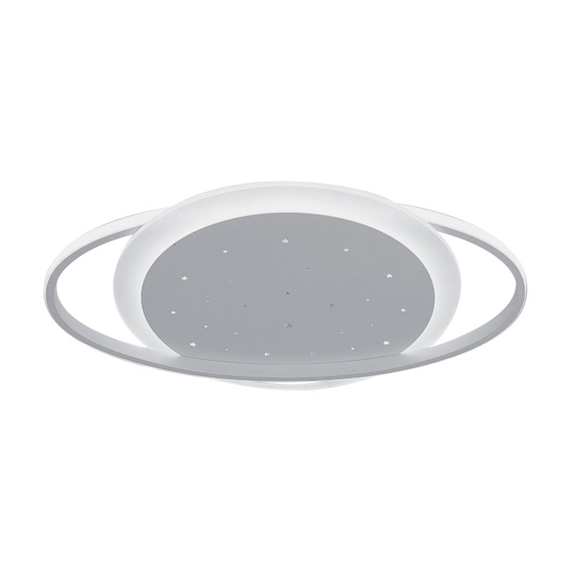 Saturn Acrylic Flush Light Fixture Simple LED White Close to Ceiling Lamp with Star Design