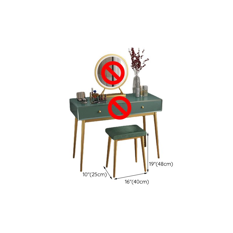 15.74" Wide Green Makeup Vanity Desk Glam Vanity Tables with 2 Drawers
