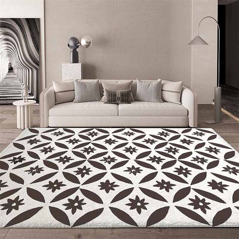 Modern Flower Pattern Carpet Green Polyester Area Rug Non-Slip Backing Area Rug for Home Decor