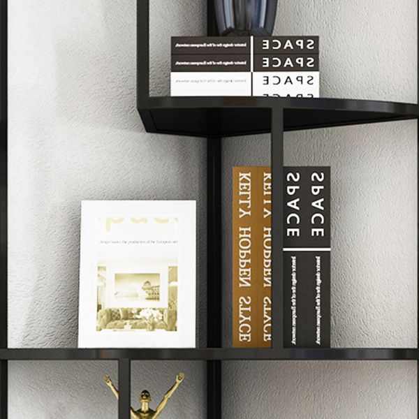Industrial Metal Corner Bookshelf Open Vertical Bookshelf for Living Room