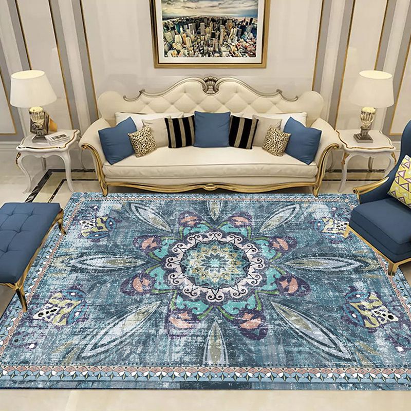 Shabby Chic Area Rug Whitewashed Mid-Century Carpet Polyester Stain Resistant Rug for Living Room