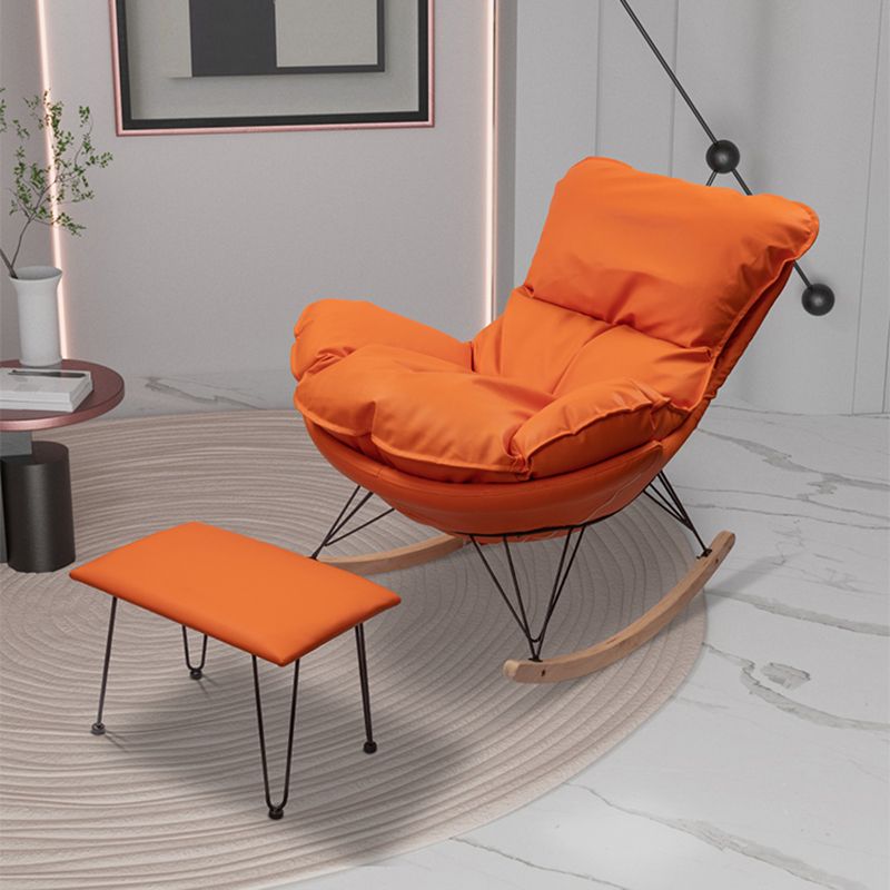 Modern Upholstered Rocker Chair Metal Frame Rocker Chair with Ottoman