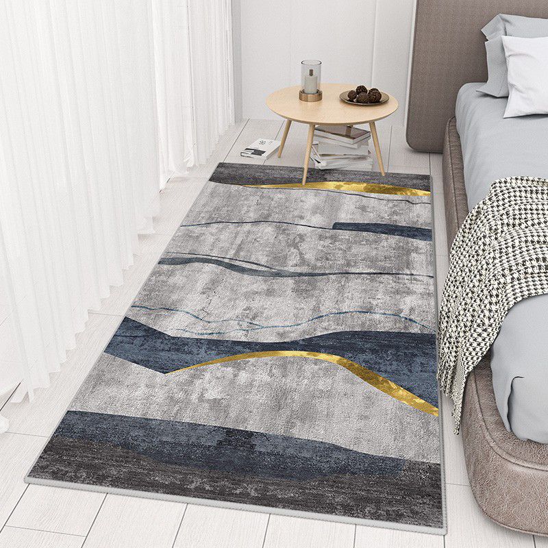 Donkergroene moderne tapijten polyester lijn tapijt vlekbestendig tapijt voor woonkamer