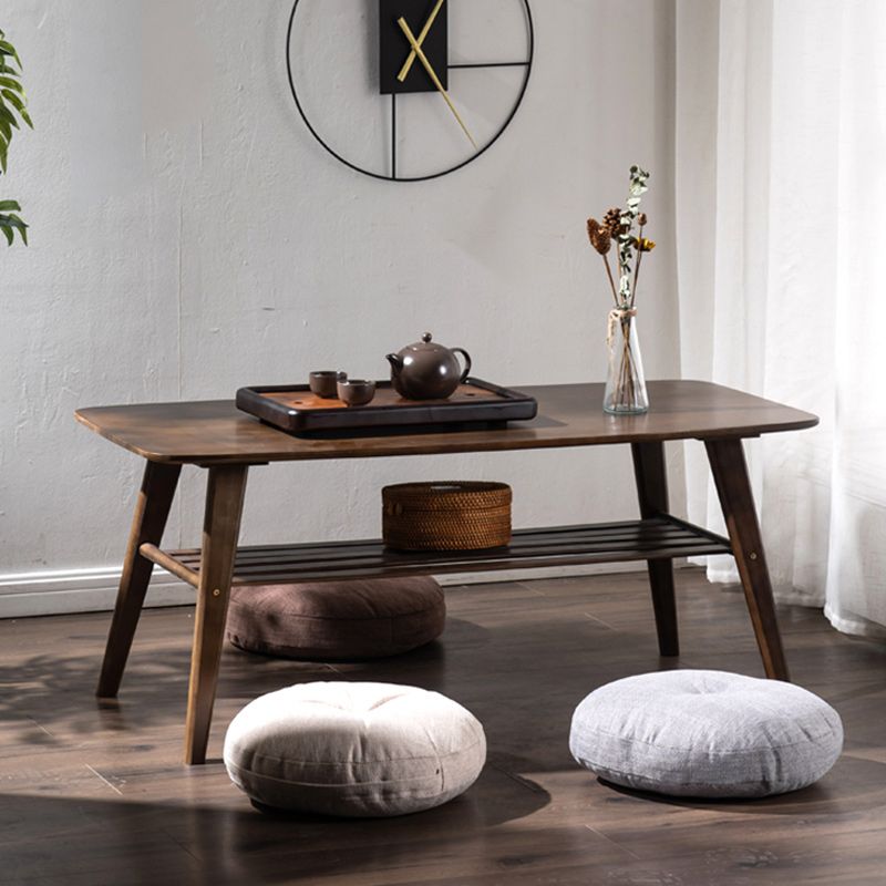 Contemporary Coffee Table 4 Legs Wooden Cocktail Table with Storage