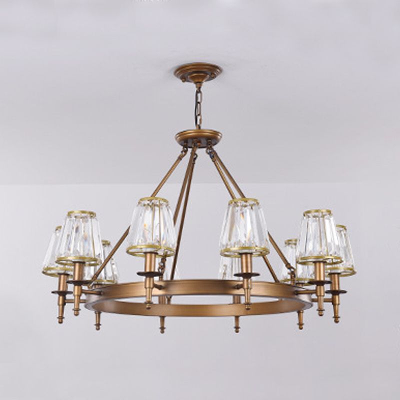 Pendre à cristal clair Conical Pendre Pendre Rustique Multi Lights Suspension Pendante