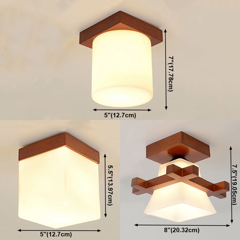 Lámpara empotrada geométrica moderna de madera, 1 luz, montaje empotrado en marrón